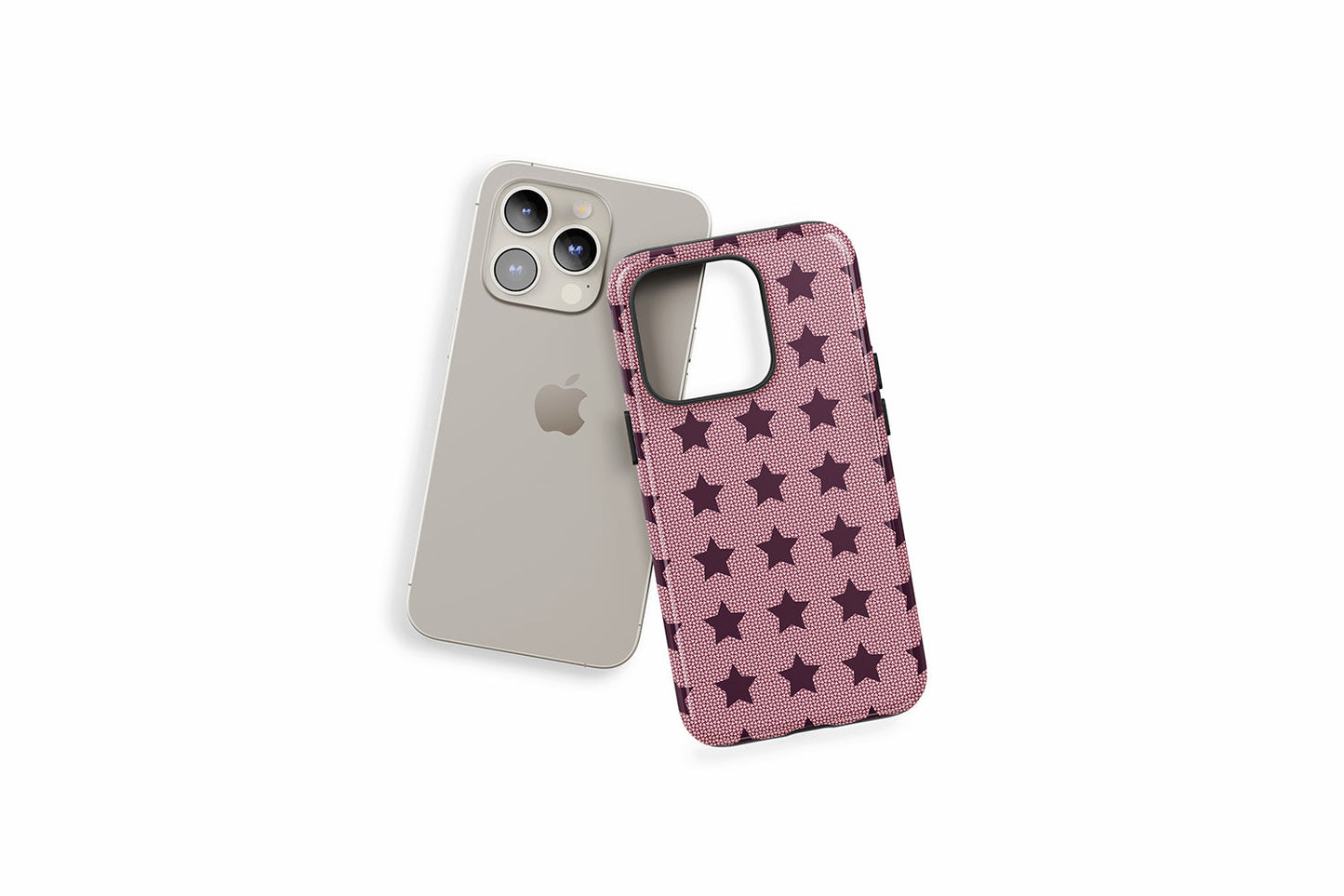 An example of our Magsafe compatible phone case with our Burgundy Stars design