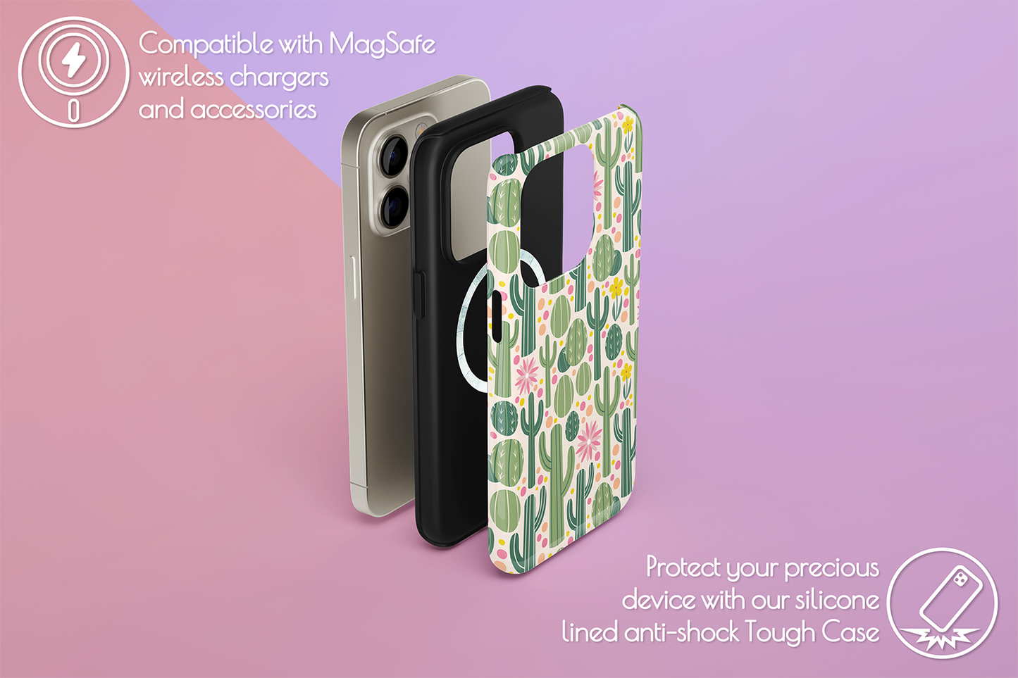 An example of our Magsafe compatible phone case with our Cactus Jack design