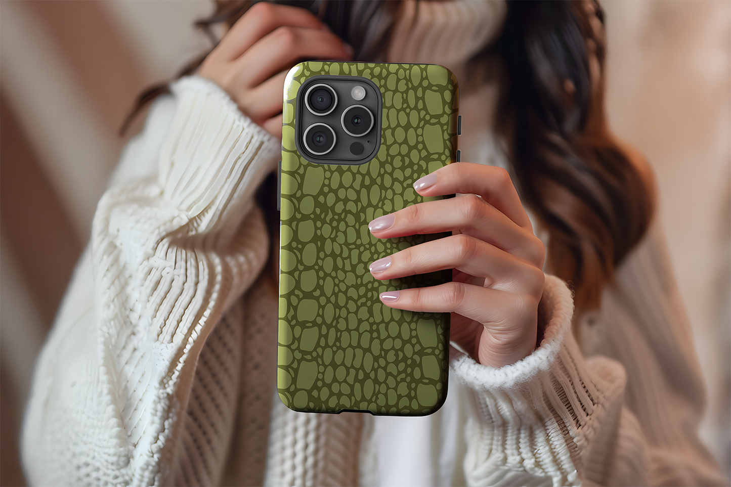 A cute girl holding our Gator Aid design phone case