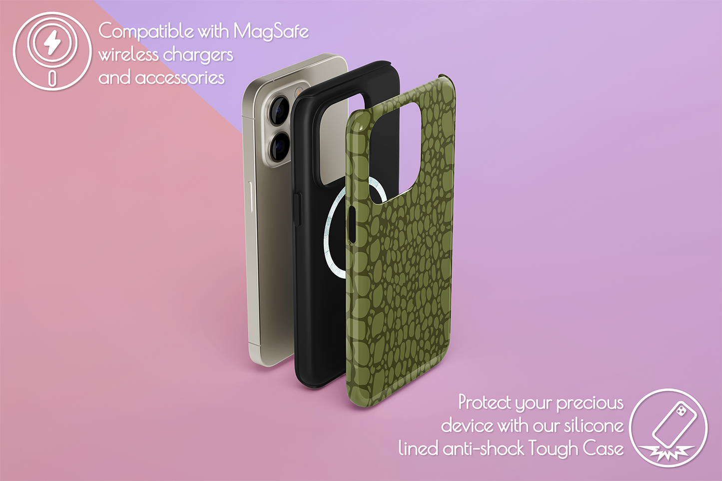 An example of our Magsafe compatible phone case with our Gator Aid design