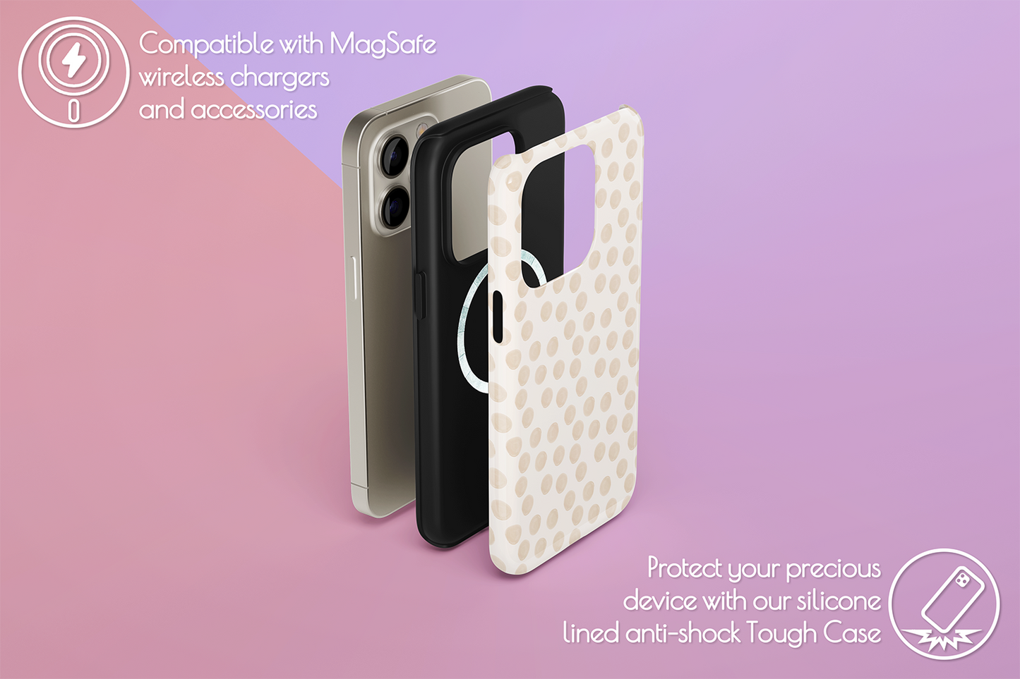 An example of our Magsafe compatible phone case with our Neutral Spot design