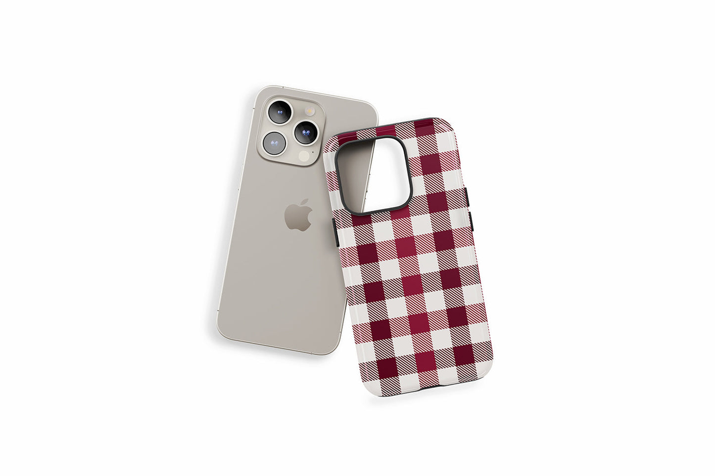 An example of our Magsafe compatible phone case with our Red Check design