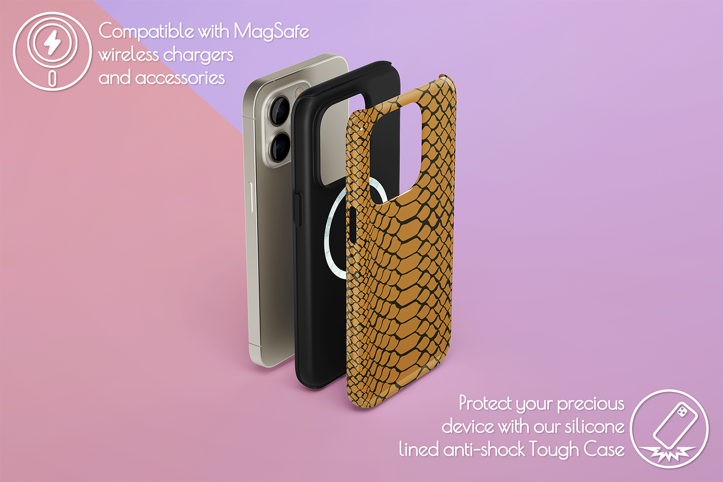 An example of our Magsafe compatible phone case with our Scaled Up design