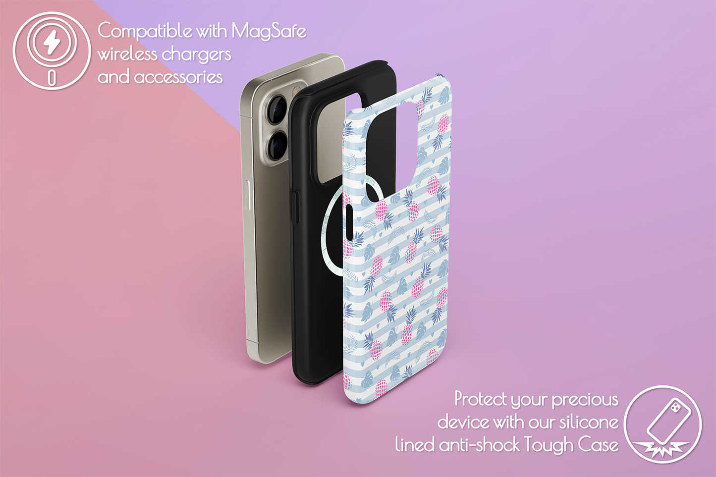 An example of our Magsafe compatible phone case with our Tropical Taste design