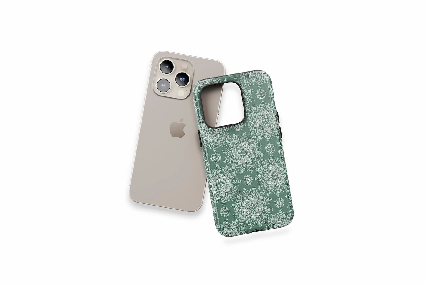 An example of our Magsafe compatible phone case with our Green Mandala design