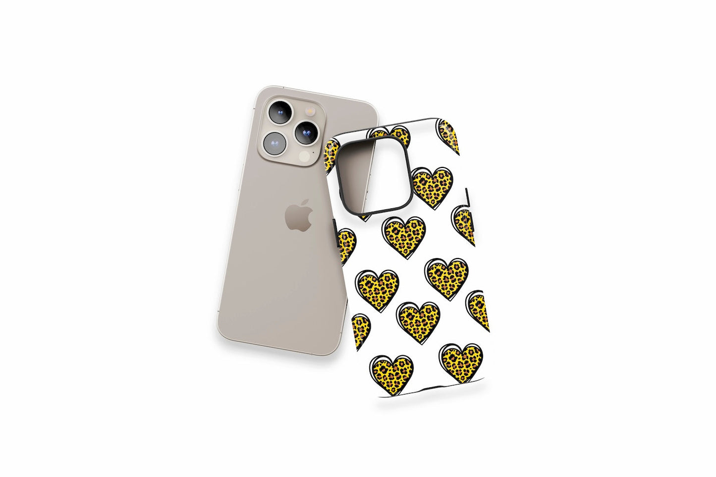 An example of our Magsafe compatible phone case with our Leopard Hearts design