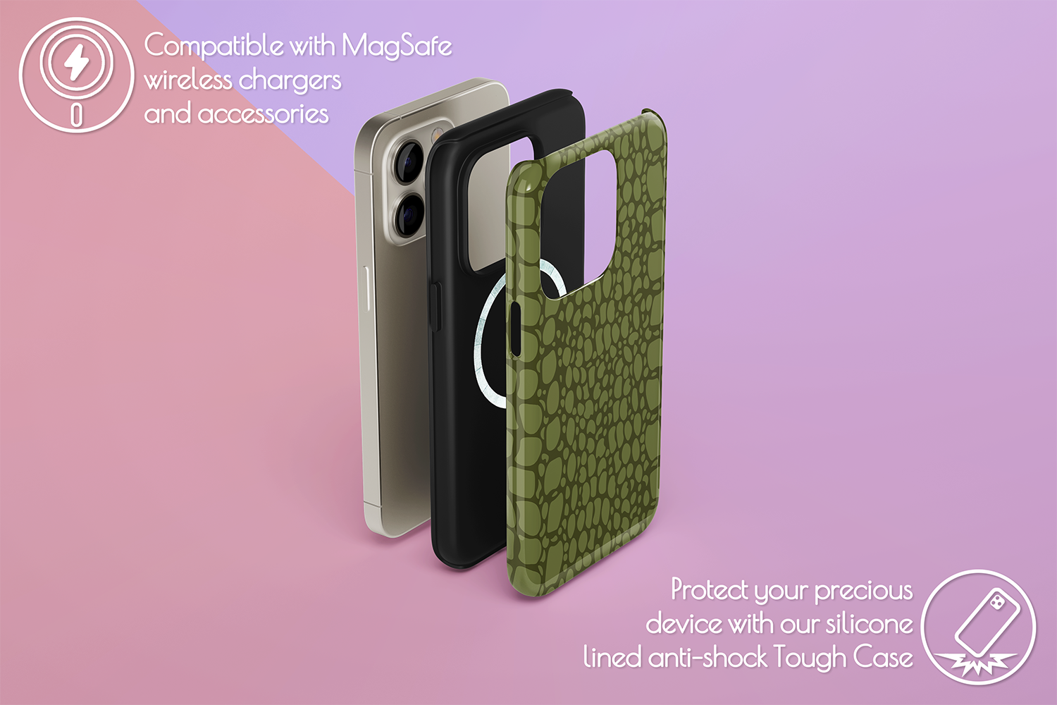 An example of our Magsafe compatible phone case with our Gator Aid design