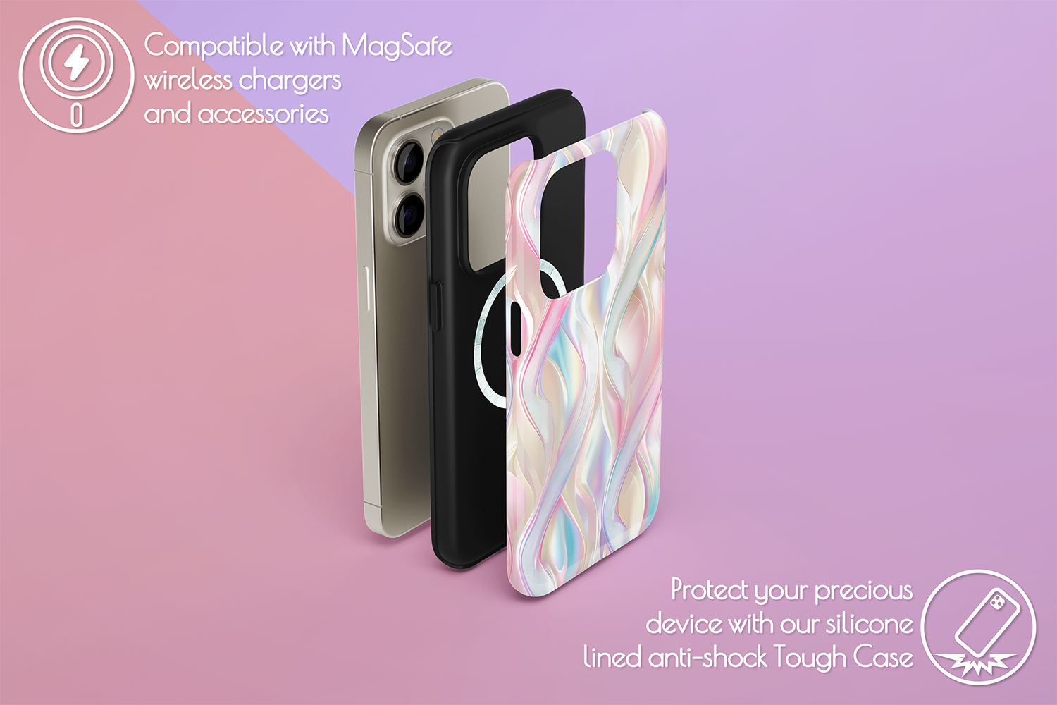 An example of our Magsafe compatible phone case with our Lucid Dream design