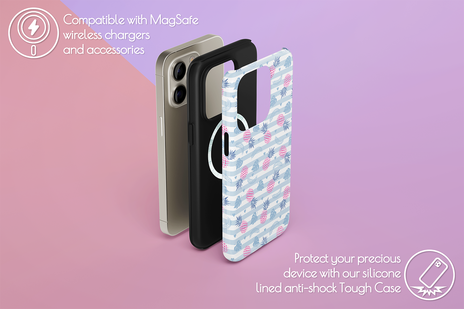 An example of our Magsafe compatible phone case with our Tropical Taste design